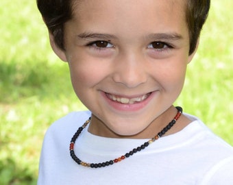Boys necklace, unisex necklace, mens necklace, boys diffuser, unisex 4mm lava design, boys jewelry, with red agate green jade, blue sodalite