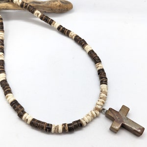 Mens cross necklace, boys confirmation gift, boys crosses, mens religious gift, necklaces for man, boys first communion, Hawaiian choker