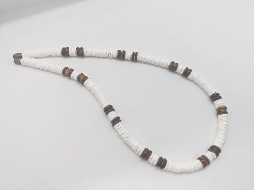 Puka shell necklace white surfer choker discount