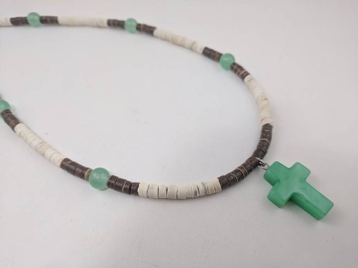 Mens jade necklace green jade cross necklace for man green Etsy