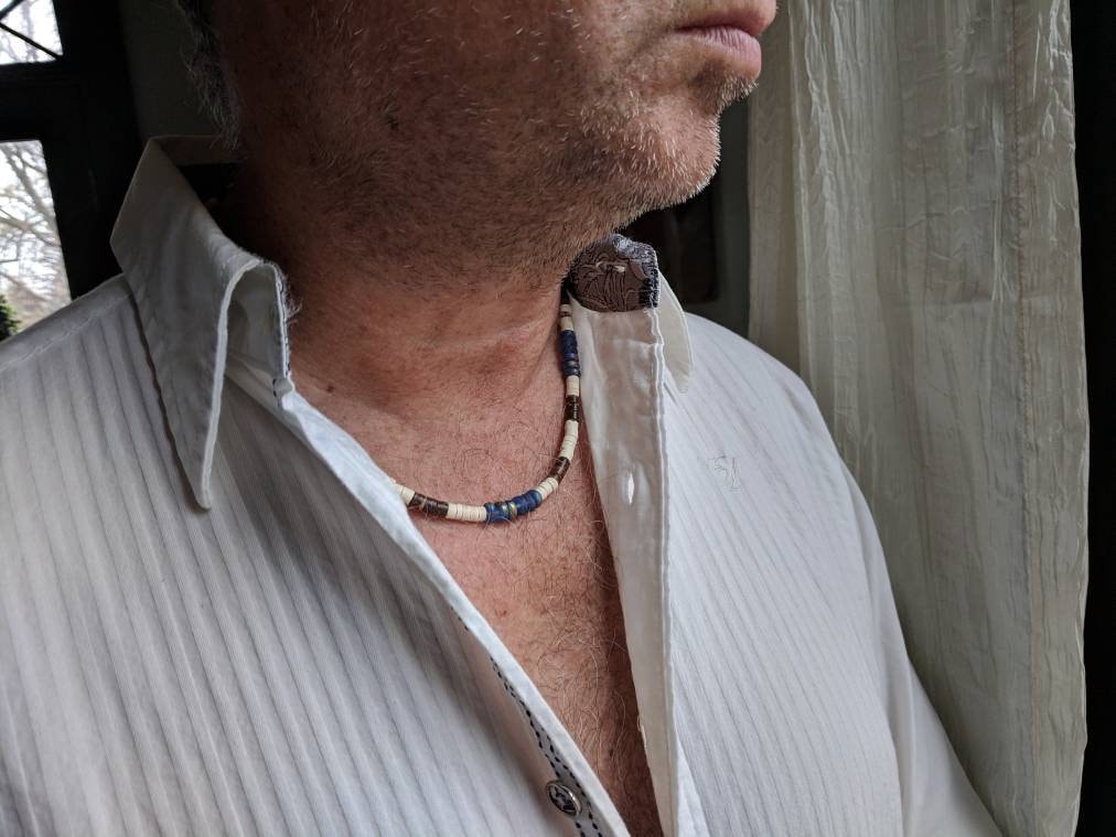 Mens Blue Surf Necklace Boys Necklace Surf Style in White Etsy UK