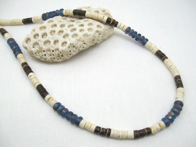 Mens Blue Surf Necklace Boys Necklace Surf Style in White Etsy