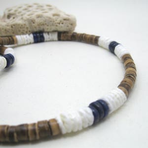 Mens necklace blue lapis lazuli, surf style blue lapis choker, little boys or unisex surfer design, hawaiian necklace white Puka shell
