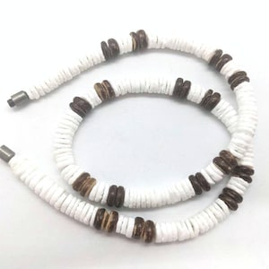 Surfer Shell Chain Puka Shell Surf Necklace, White Surfer Style Choker, Tropical Necklace ...