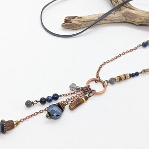 long boho necklace, long Blue necklace in lapis and sodalite, long womens necklaces in ladies Bohemian style by JT Maui