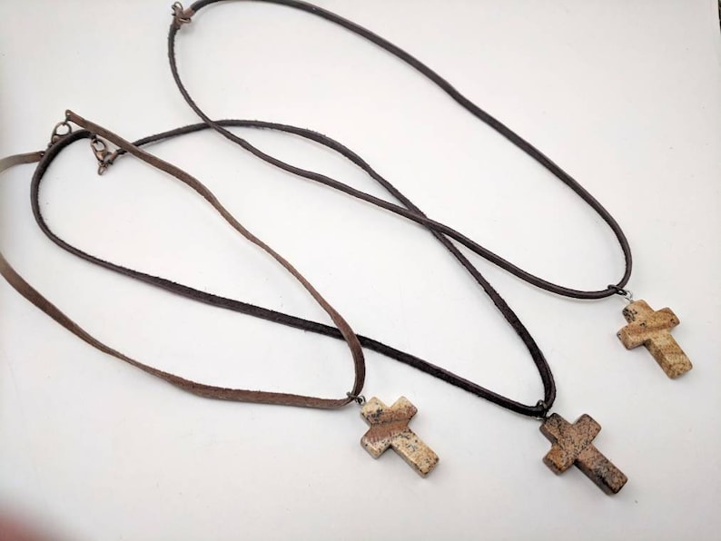 Boys cross necklace mens cross on leather necklace Cross on Etsy