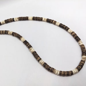 Surf necklace, unisex choker, his and hers surfer necklace, white beaded coconut in Hawaiian style is great for men and women