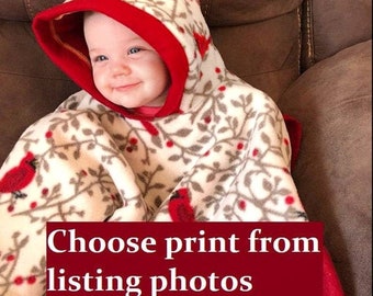 Car Seat Poncho/Cape: Critter prints; custom size and fabric, made to order for infants and children