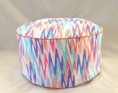 Pastel Ikat Patterned Toddler Ottoman/Pouffe - Sky Blue, Periwinkle, Melon, Pink