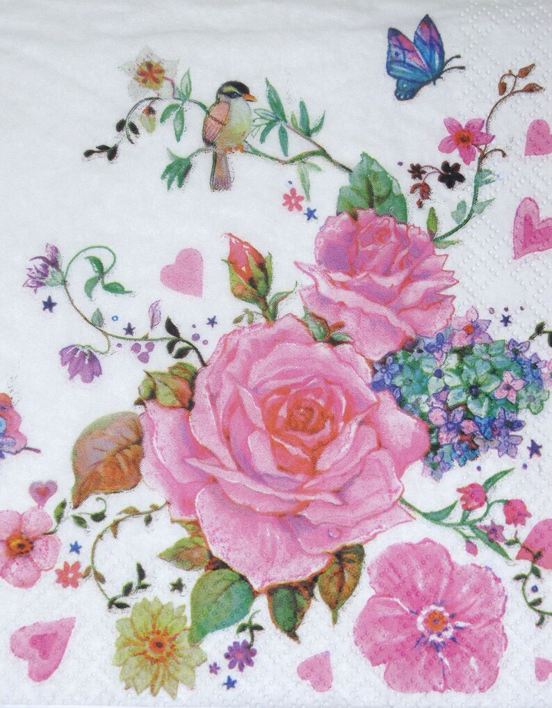 shabby chic rose Roses in shape 551P 20x Lunch Paper decoupage napkins