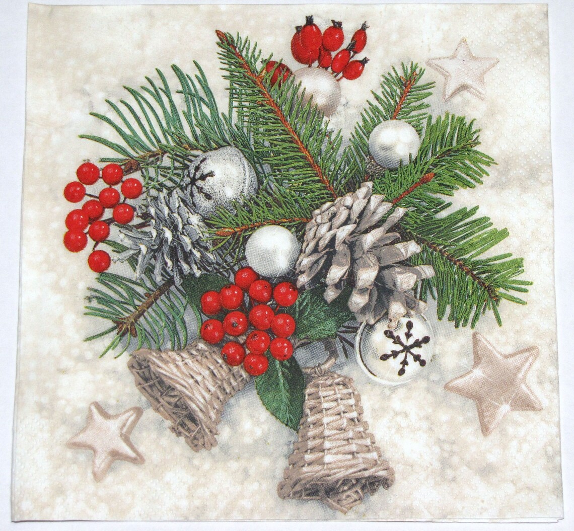 4 Decoupage Napkins Christmas Winter Decor Napkins Christmas Etsy
