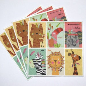 4 servetten decoupage, Zoo Animal Friedns, ambachtelijk papier kinderen mooie tekenfilmdieren, wilde schattige dieren, 3-laags papieren servetten 13'' 33 cm, KID05