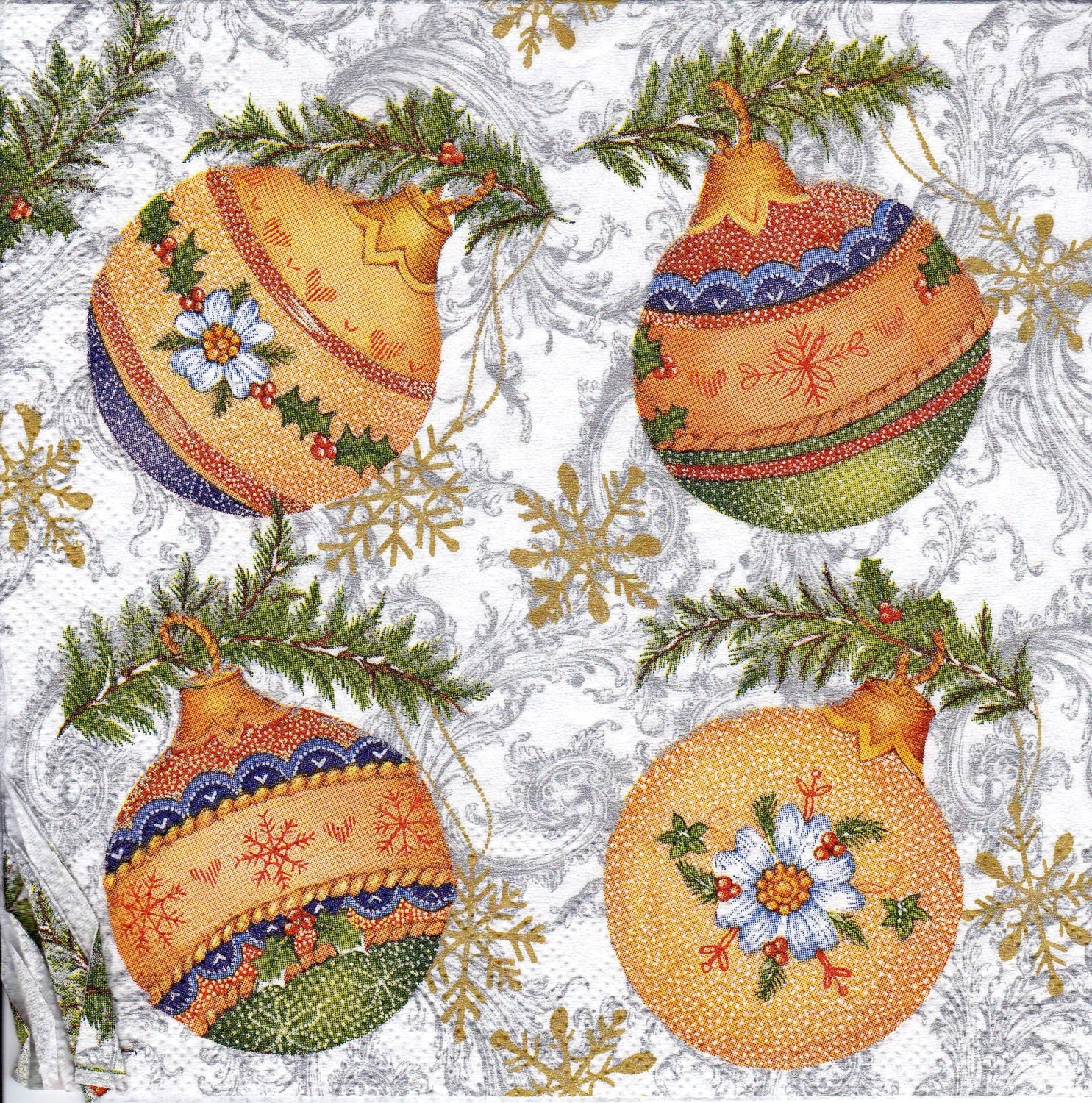 Decoupage Christmas Paper Napkins Christmas Ornaments, Christmas Balls