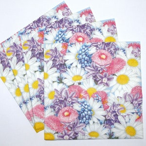 4 guardanapos decoupage com flores, papel artesanal floral, guardanapos de papel 3 folhas 13'' 33cm, FLW19