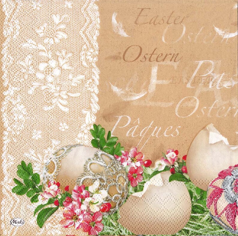 4 Decoupage Napkins Easter Eggs Craft Paper Napkin for Etsy