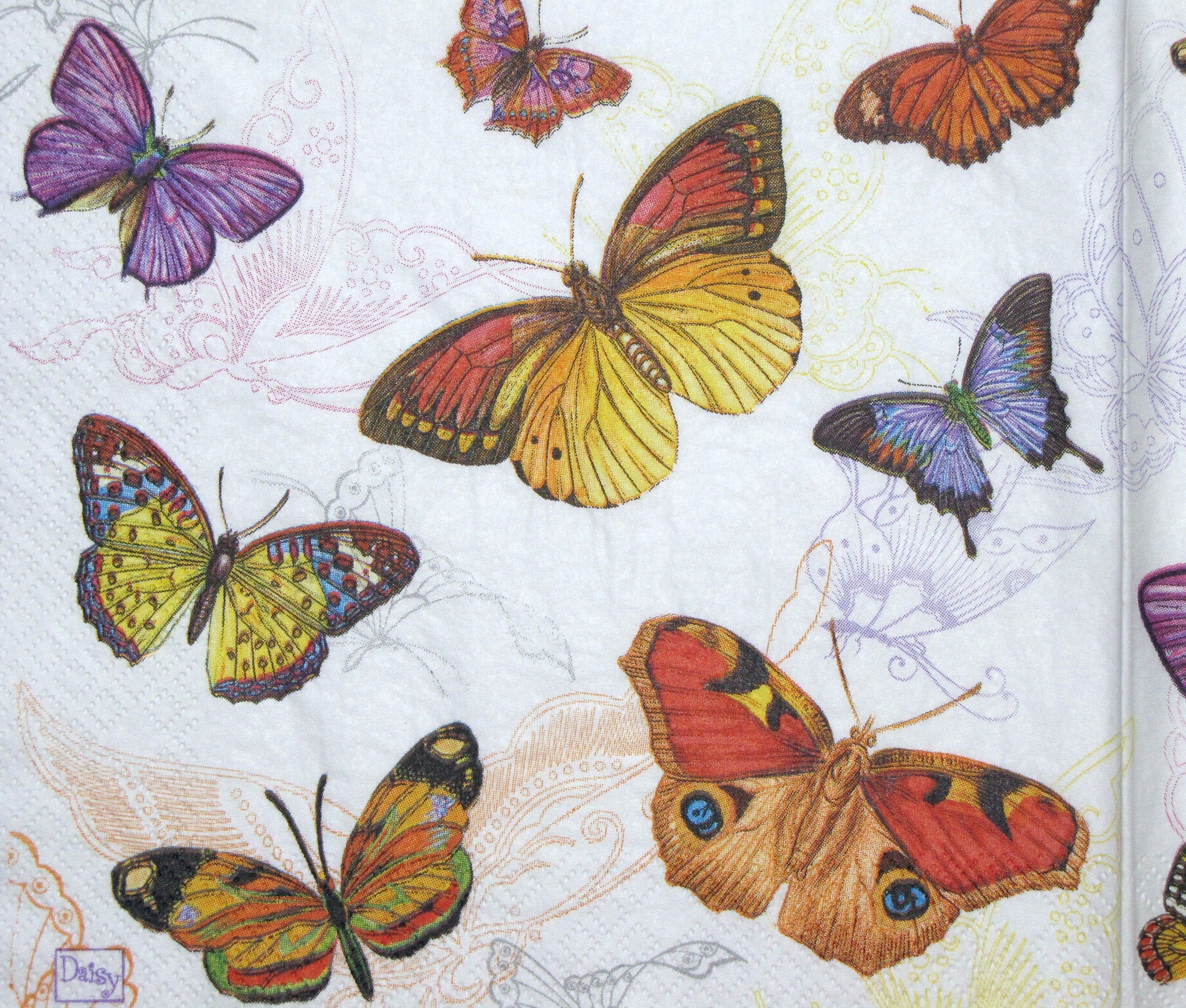 4 Decoupage Napkins with Butterflies Colorful Butterfly Craft Etsy