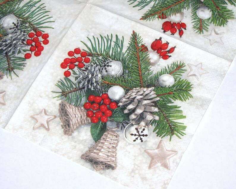 4 Decoupage Napkins Christmas Winter Decor Napkins Christmas Etsy