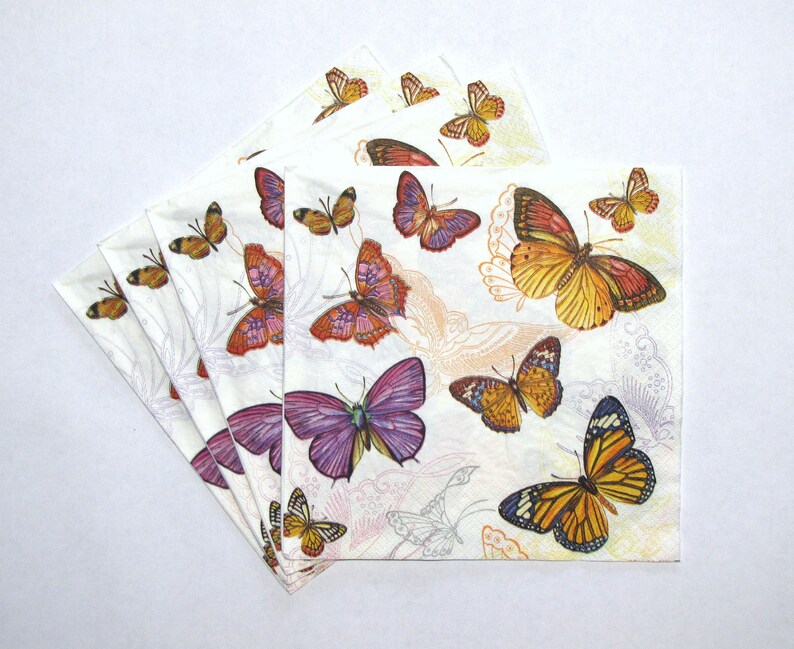 4 Decoupage Napkins with Butterflies Colorful Butterfly Craft Etsy