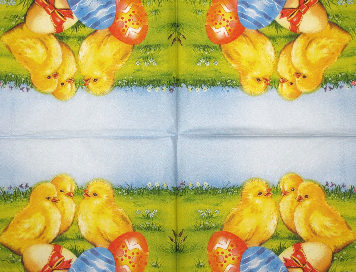 4 Decoupage Napkins Easter Chicken Napkin Craft Paper Napkin Etsy