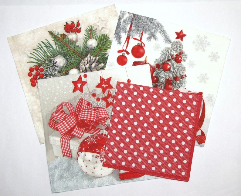 Mixed Decoupage Napkins Christmas Theme Assorted Decoupage Etsy