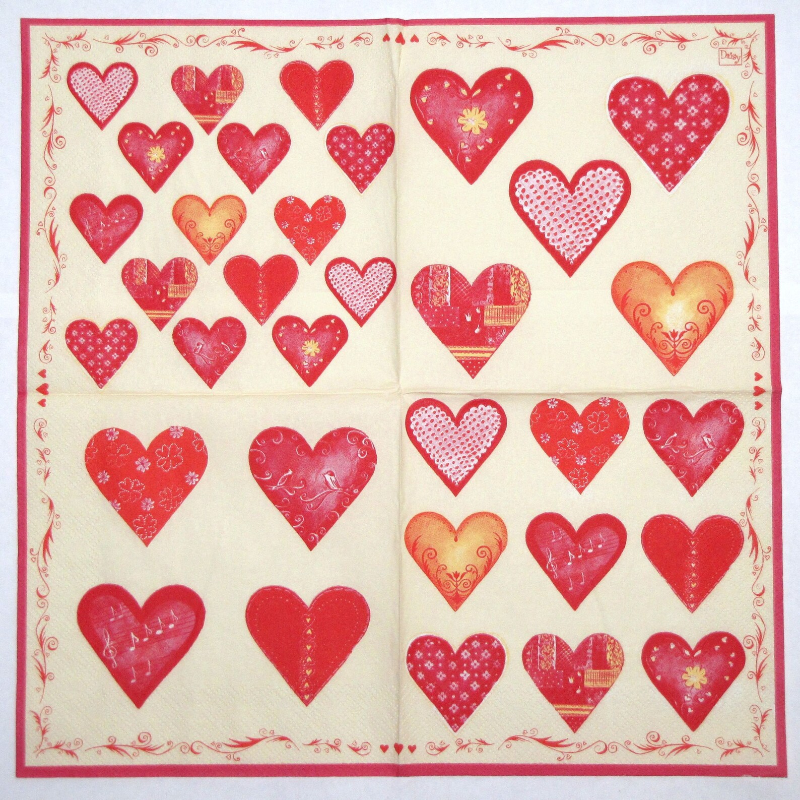 4 Decoupage Napkins Valentine's Hearts Craft Paper for Etsy