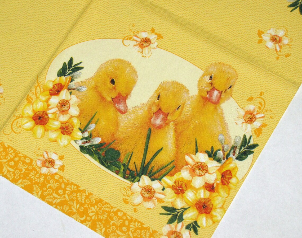 4 Decoupage Napkins Easter Ducks Easter Napkins for Etsy