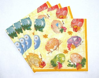 4 Decoupage Napkins, Easter Craft Paper, Easter Eggs Napkins, Spring Flower Paper, Paper Napkins 13'' 33cm, EAS10