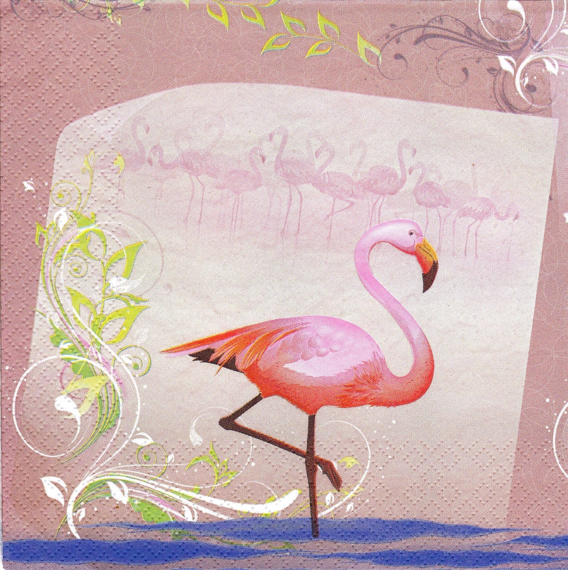 4 Decoupage Napkins Pair of Flamingos Birds Paper Napkins Etsy