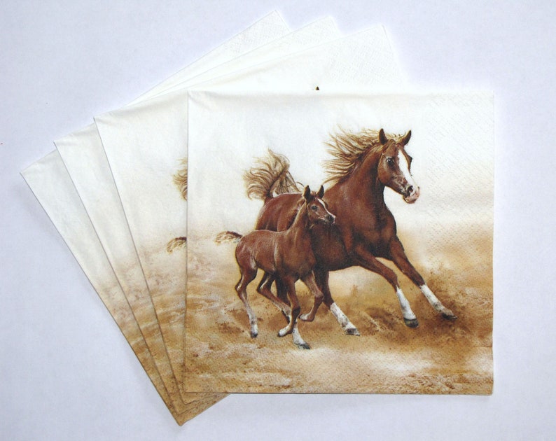 4 Decoupage Napkins with Horses Craft Paper Animals Horses Etsy