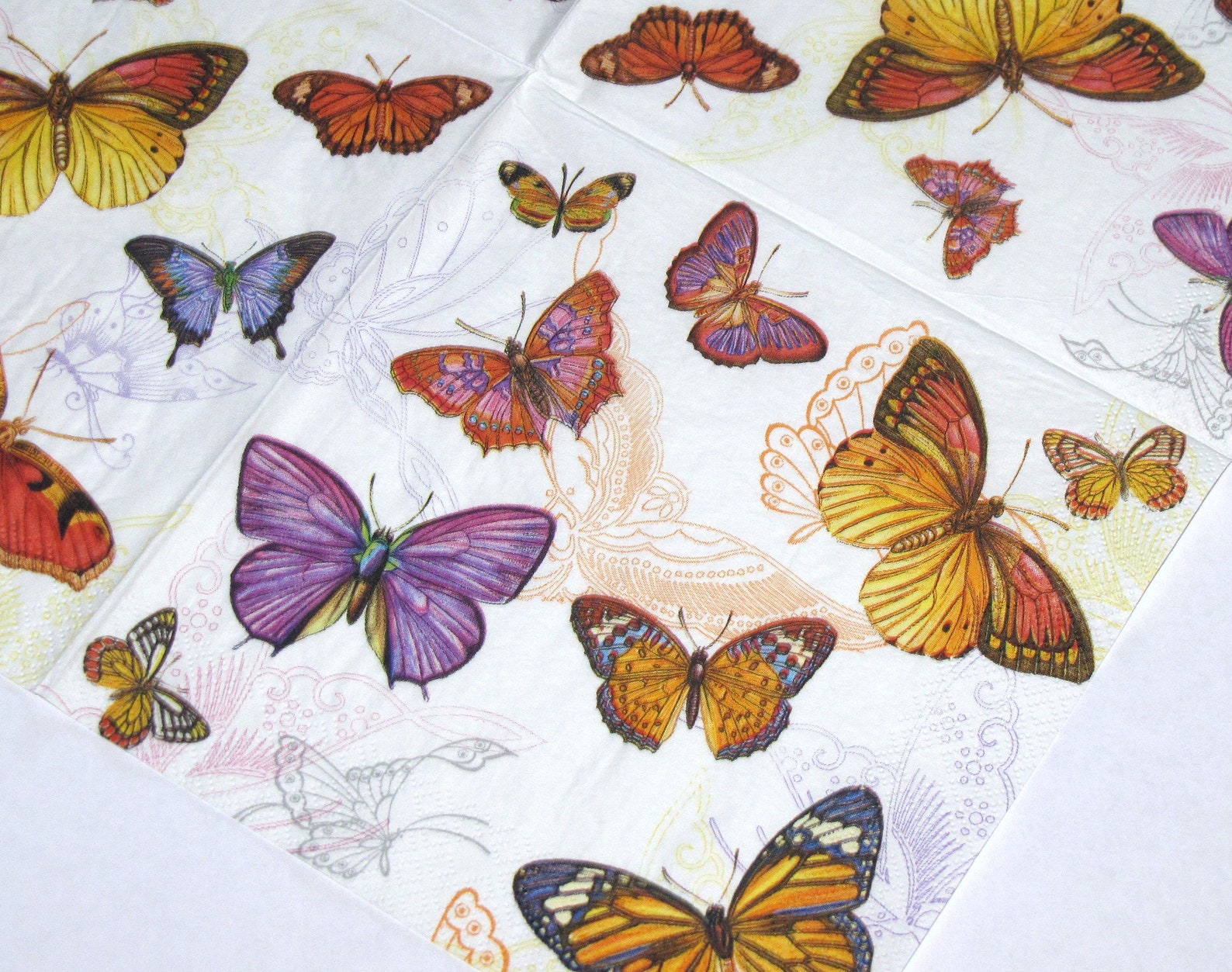 4 Decoupage Napkins with Butterflies Colorful Butterfly Craft Etsy