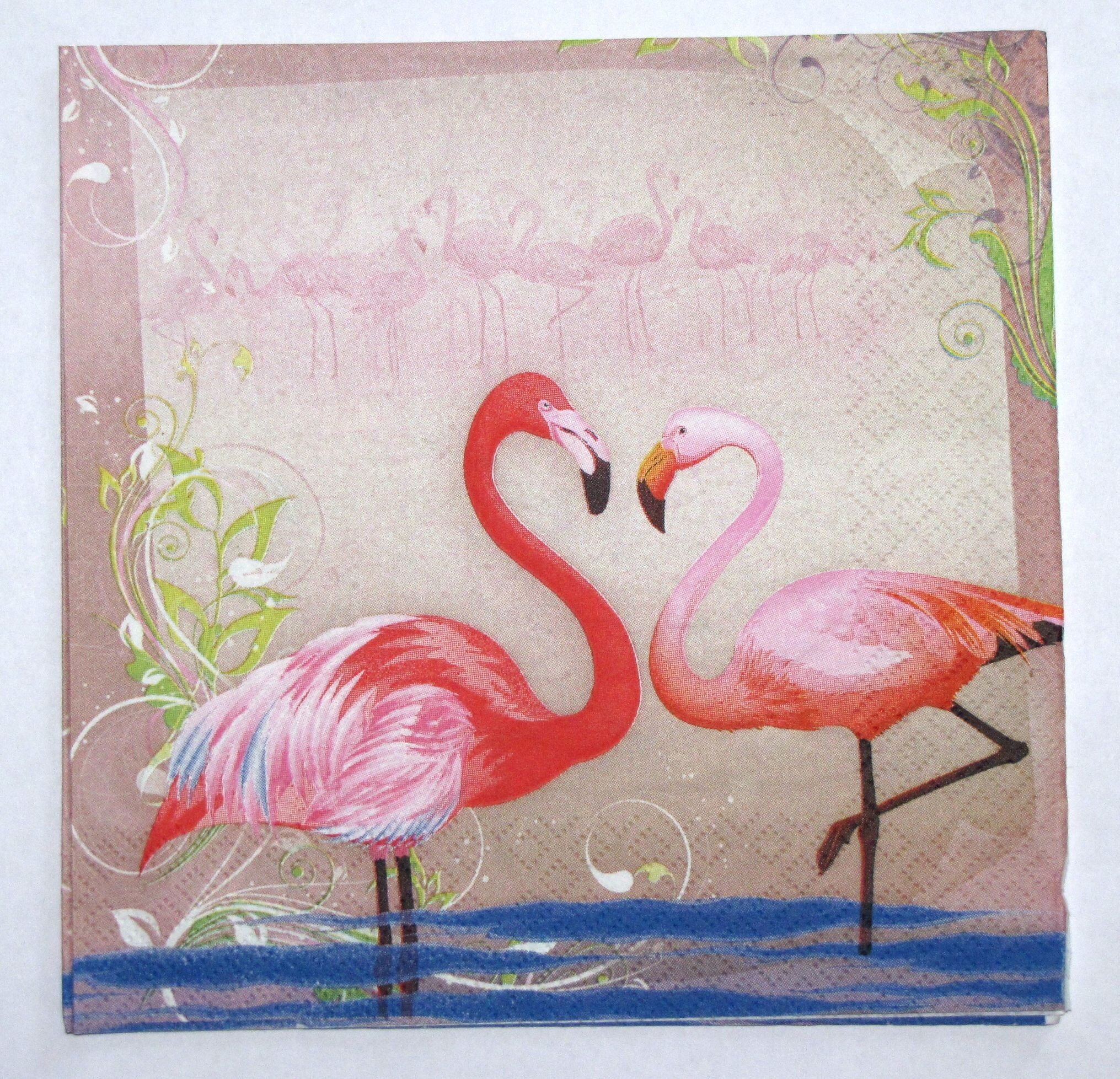 4 Decoupage Napkins Pair of Flamingos Birds Paper Napkins Etsy