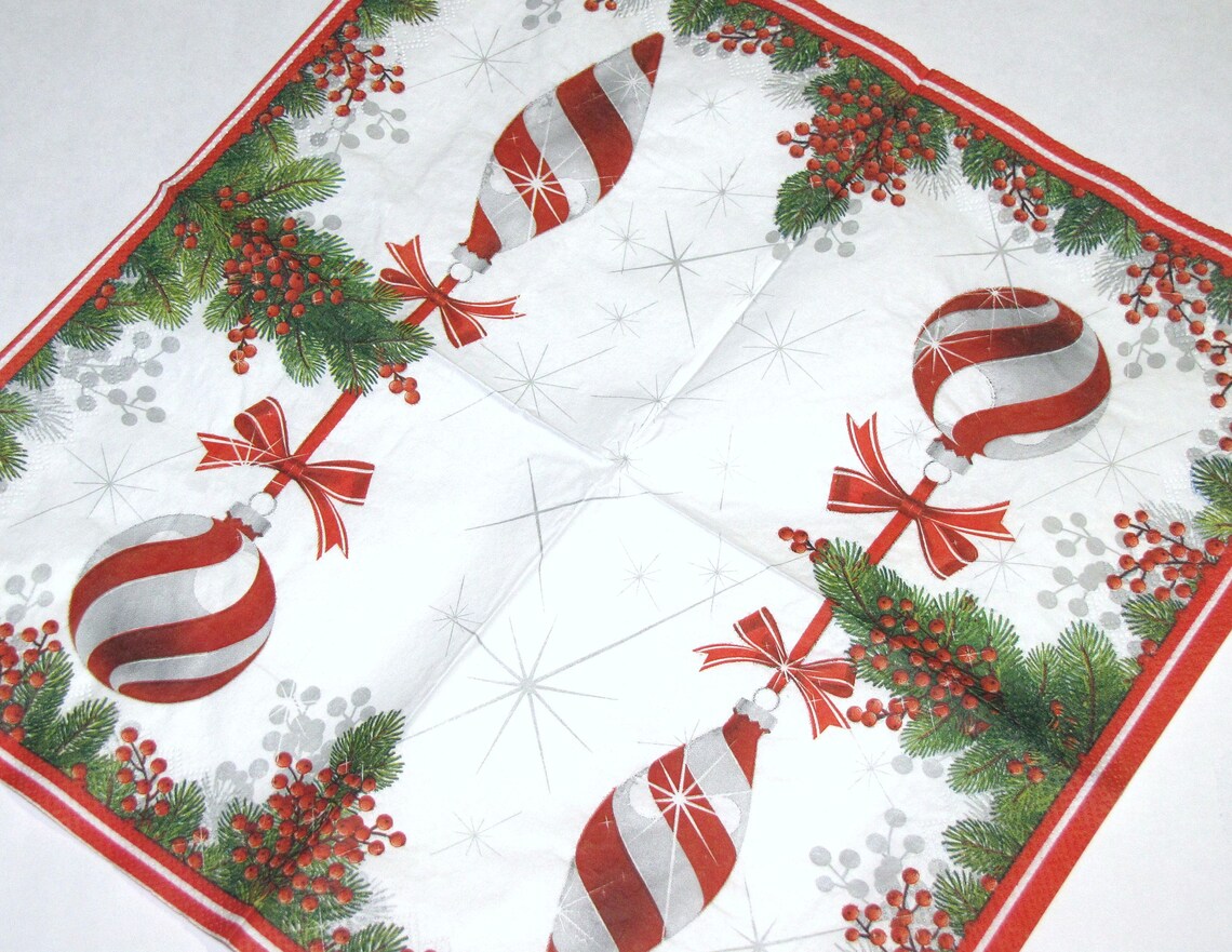 4 Decoupage Napkins Christmas Winter Decor Napkins Christmas Etsy