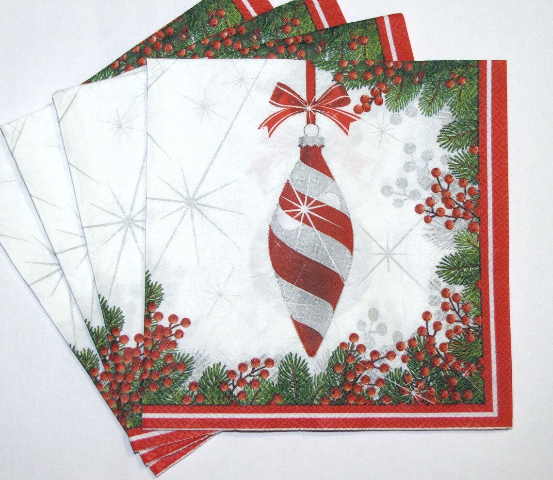 4 Decoupage Napkins Christmas Winter Decor Napkins Christmas Etsy