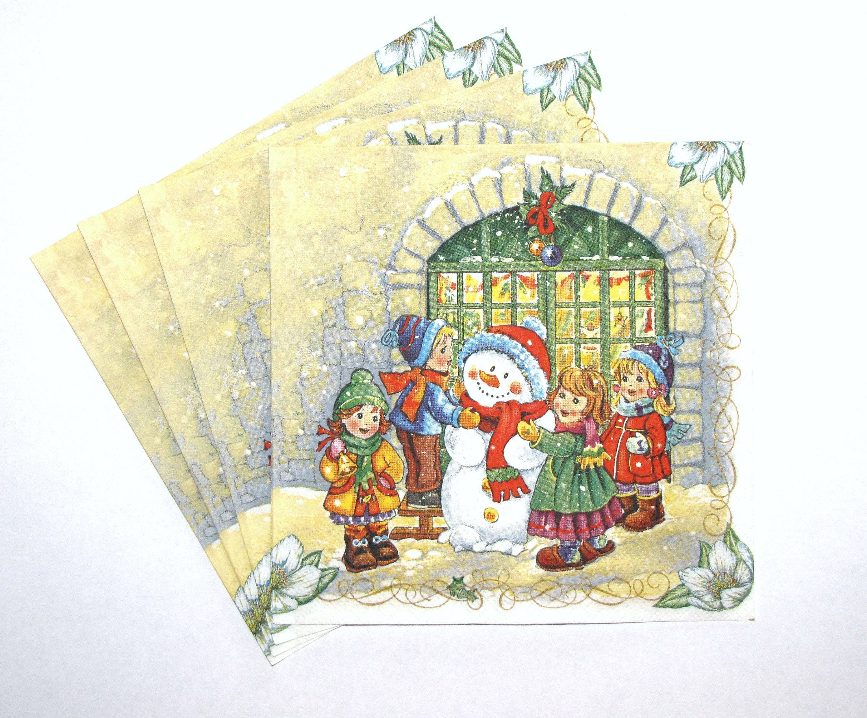Snowman winter 4 Single paper decoupage napkins kids-X172 Christmas 
