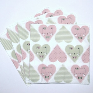 4 serviettes de découpage, 3 épaisseurs de serviettes pour découpage 13 pouces 33 cm, papier créatif style enfant joli chat chaton, serviettes de fond, KID06