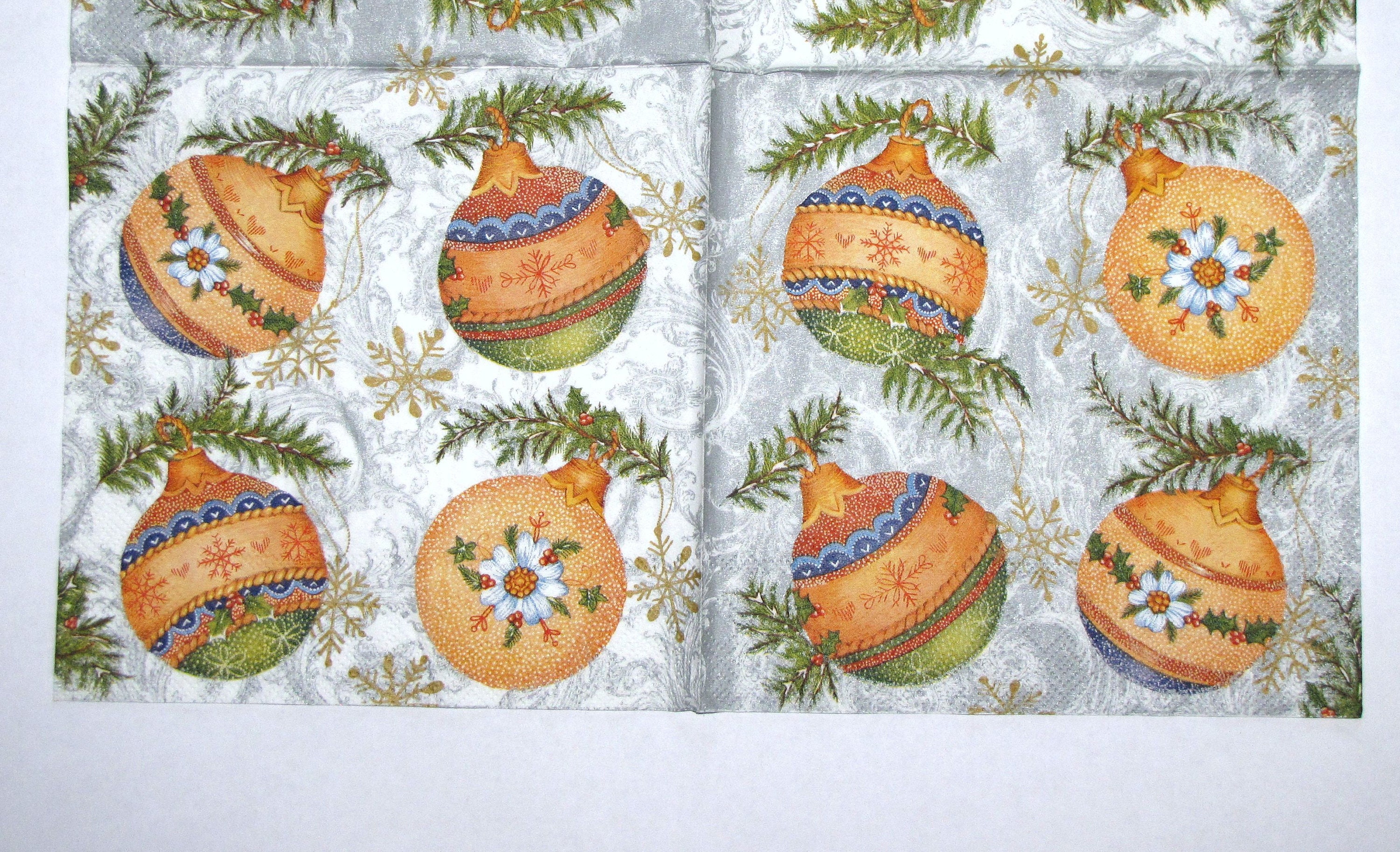 4 Decoupage Napkins Christmas Ornaments Christmas Balls Etsy