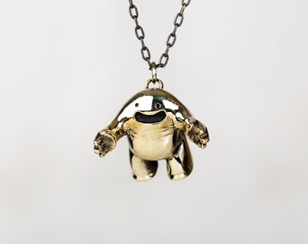 HUG Necklace - Unique Oxidized Brass Pendant - Modern Art - XOXO - Hugs and Kisses -Cute Silly Love Necklace