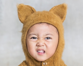 Kid's BROWN LION ONESIE Costume -Cozy & Warm Baby Romper - Handmade Knit Animal Toddler Romper -Blamo Lion Jumpsuit - Childrens Animal Suit