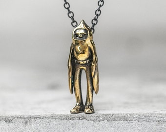 Birdman Brass Pendant Necklace – Hand-Cast Solid Brass Bird Figure