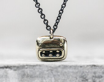 TED NECKLACE - Brass Oxidized Toothy Monster Face Pendant - Charm Necklace for Men & Women - Cute Holiday Friend Gift - Unique Creature