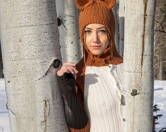 Mono de punto de zorro naranja oscuro Misfit: disfraz unisex de Halloween con bolsillos - Talla M