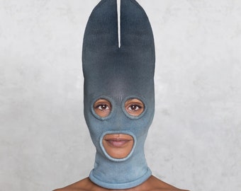 INDIGO Blue Aqua Ombre Fledermaus BALACLAVA - Unisex Fledermaus Maske - Gefüllte Fledermaus Ohren Tier Balaclava -Fledermaus Halloween Kostüm - Ski Maske - Einzigartiges Kostüm