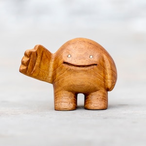 SLAP – Handcarved Reclaimed Teak Wood Art Toy – Unique Collectible Figurine by BlamoToys