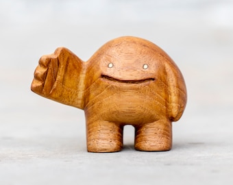 SLAP Blamo Toys - Handmade Unique Gift! Handcarved Reclaimed Wood - Designer Art Toy - Fun Creature Art Decor - Housewarming Gift - Upscale