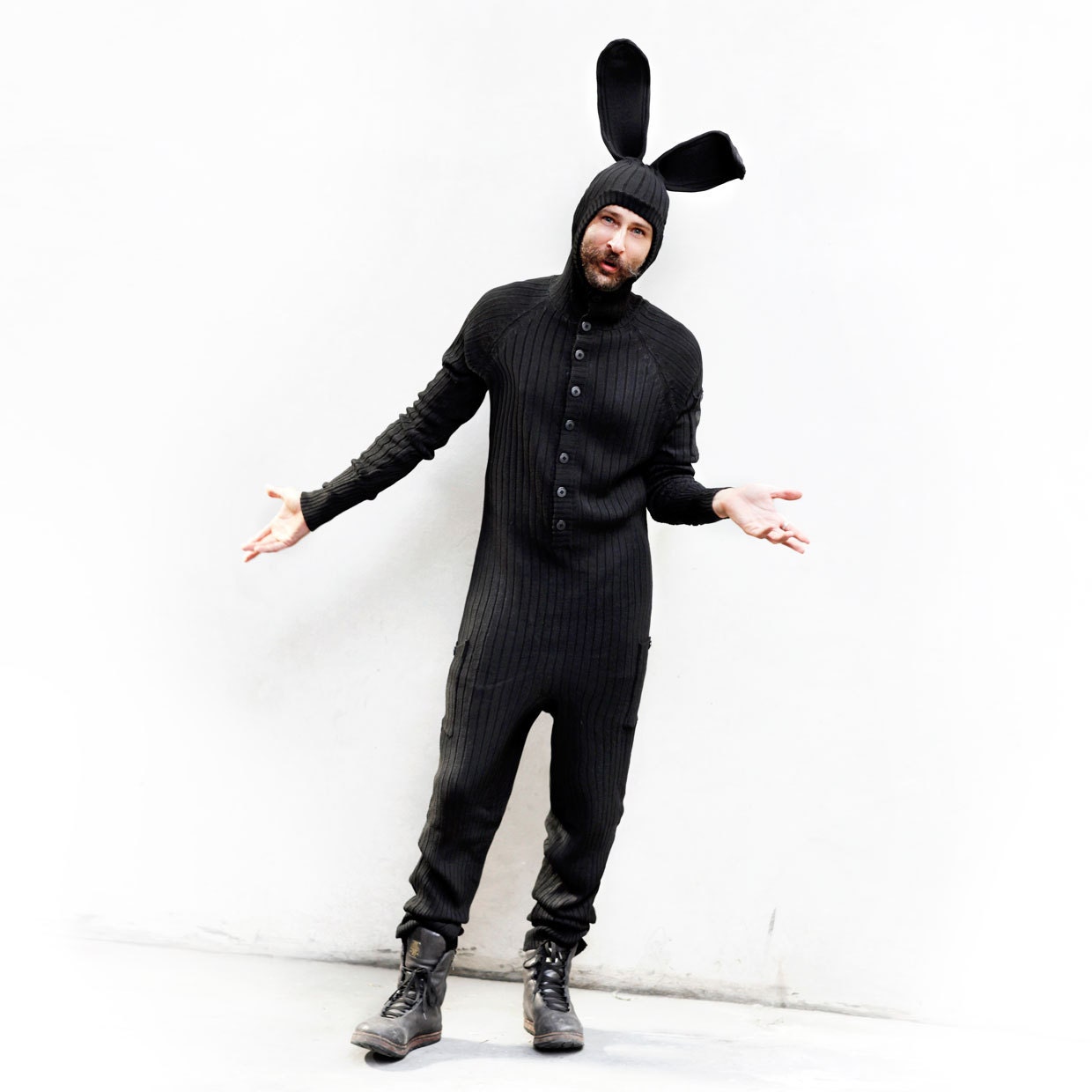 BLACK BUNNY Costume Adult Easter Bunny Onesie for Men & Etsy