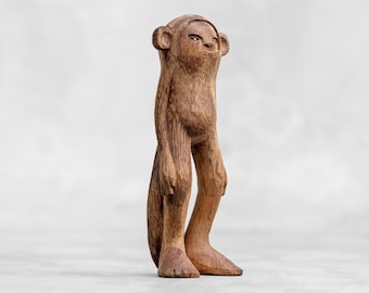 Hand Carved Minky Monkey Pod Wood Art Toy: Modern Home Decor