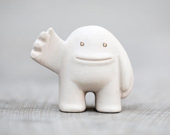 SLAP WHITE KERAMIK Figur - Designer Kunst Spielzeug für Blamo Toys - Sammler Spielzeug Kunst - Slap Kreatur Skulptur - Gehobene Wohnkultur - Geschenk Geschenk