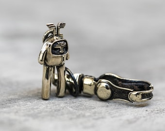 RICE BABY KEYCHAIN - Handmade Solid Brass Pendant Keychain with Brass Clip - Flying Monkey Charm Bag Charm
