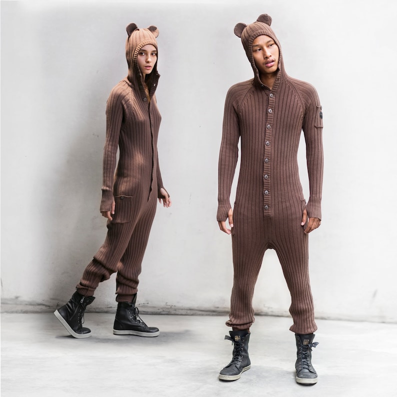 Unisex Bear Pajamas One Piece Jumpsuit Mommy and Me Matching Christmas Pajamas BROWN BEAR Suit for Adults Fireman/'s Flap Xmas Gift