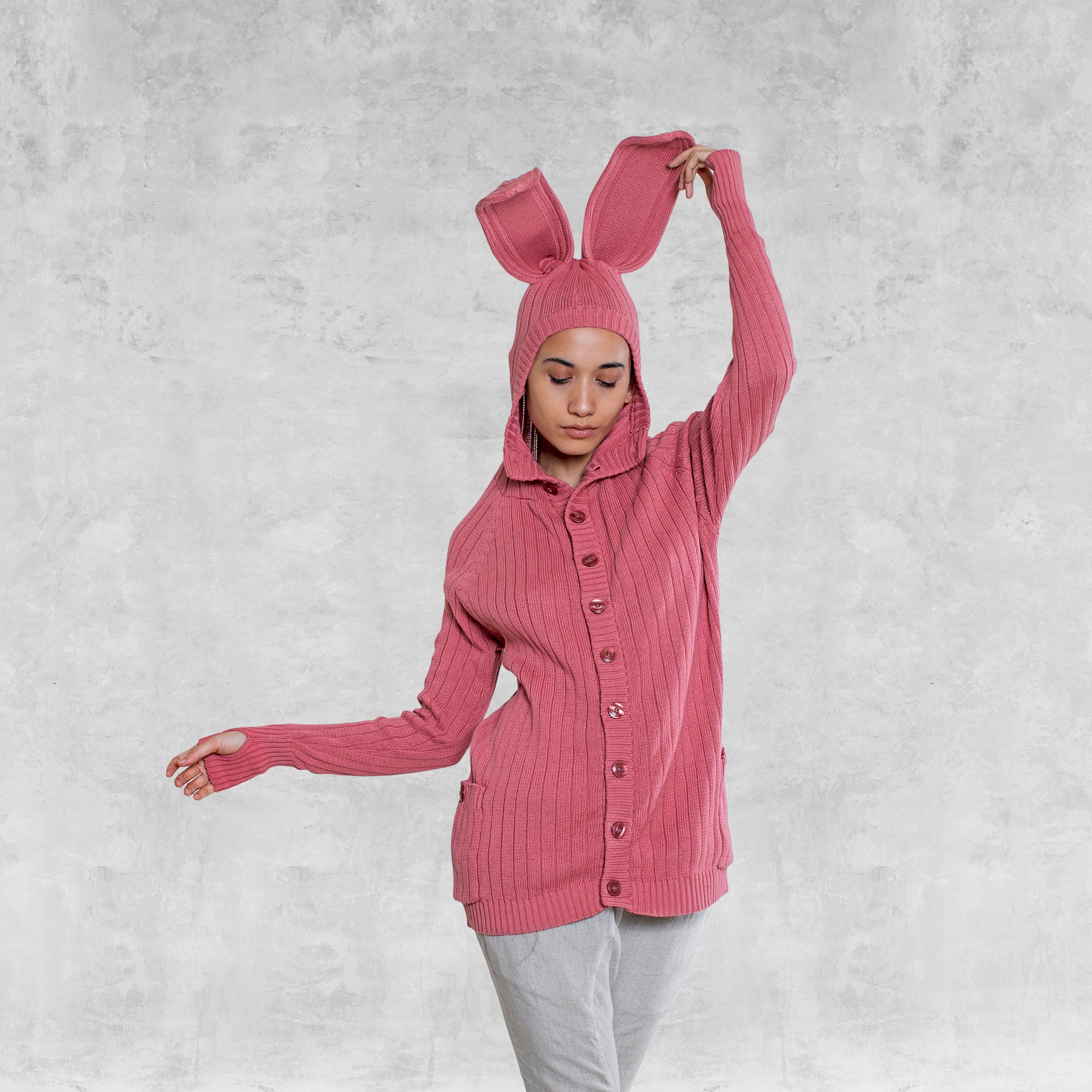PINK BUNNY SWEATER Rabbit Halloween Costume Hoodie for Men and
